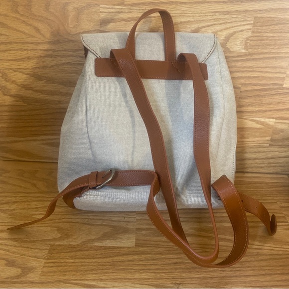 Leather And Canvas Backpack Georgia O’Keffe Museum Logo By Bellino - Picture 3 of 12